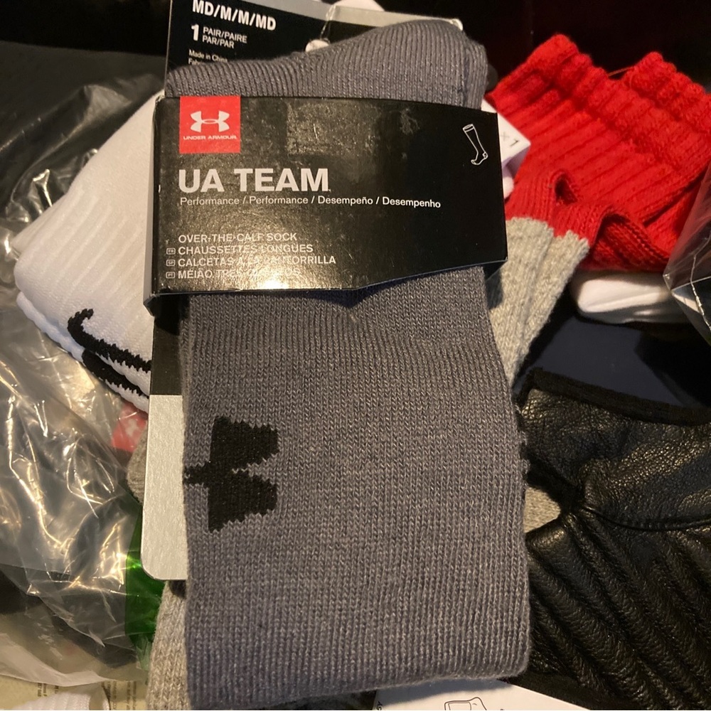 Under Armour grey athletic medium team socks.